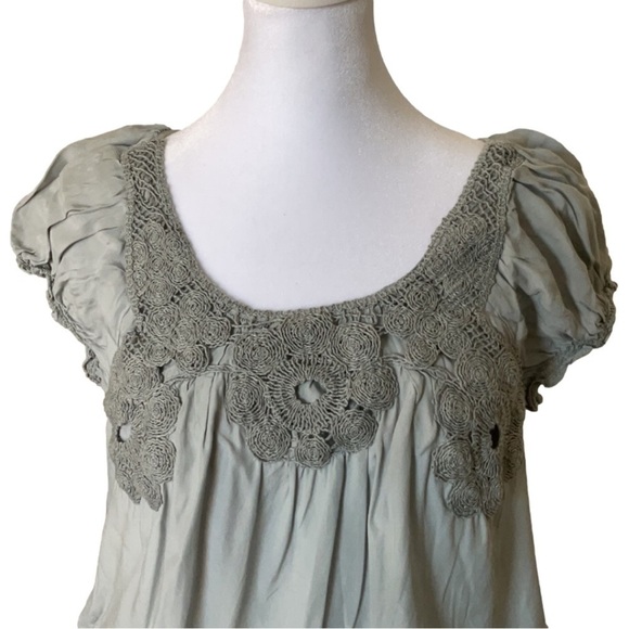 Lucky Brand Crocheted Puff Sleeve Top - Picture 3 of 15